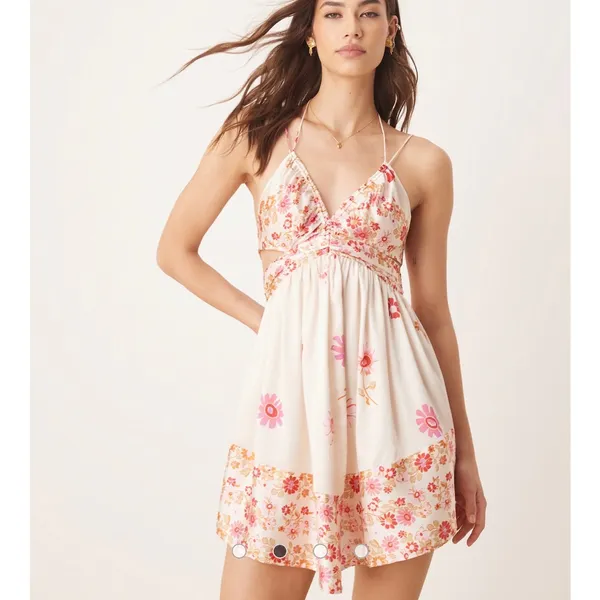 Free People Intimately Oasis Placed Floral Mini Dress in pink combo. Size M NWOT - Image 8