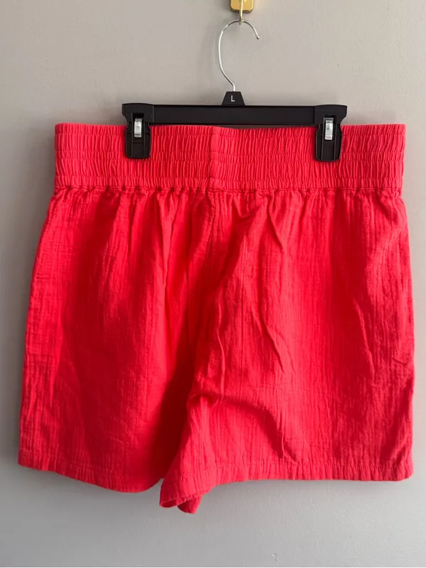 Boden Women’s US 10 Coral Red Cotton Pull-On Smocked Waist Shorts - Image 4