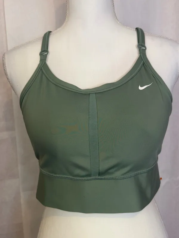 Nike Sage Green Longline Adjustable-Strap Sports Bra - Image 2