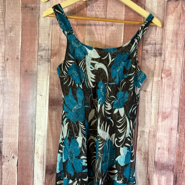 Believe Teal Floral And Animal Print Midi Dress Size‎ 8 - Image 6