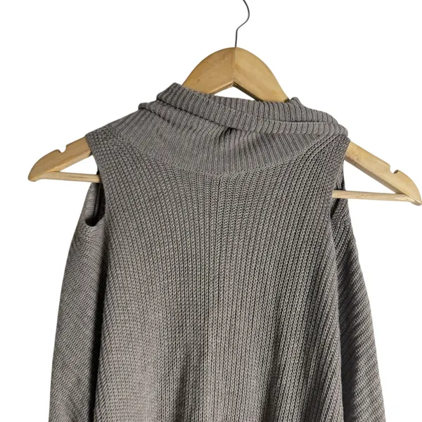 Ella Moss Barley Gray Cut Out Cashmere Blend High Neck Knit Tunic Sweater Size M - Image 10