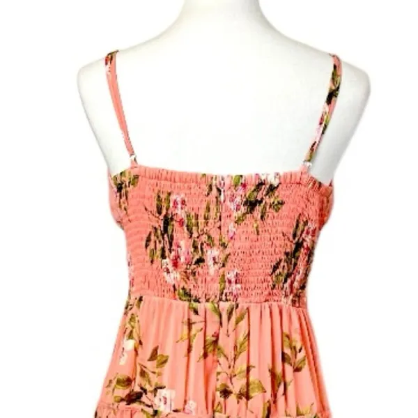 Lost + Wonder Maxi Dress Smocked Tiered Chiffon Peach Floral Women’s Size Medium - Image 8