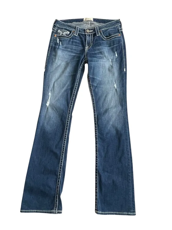 Big Star Low Rise Bootcut Blue Jeans Women’s Size 28L Embroidered Pockets - Image 3