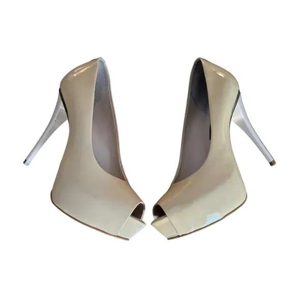 Jorge Bischoff Nude Patent Leather Peep‎ Toe Platform Stiletto Pumps Size 35 - Image 3