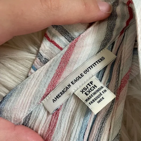 AMERICAN EAGLE V-Neck Ruffle Striped Romper - Image 6
