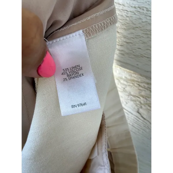 J.Jill Love Linen Cream Wide Leg Pleated Trousers High Rise Side‎ Zip Size XS - Image 6
