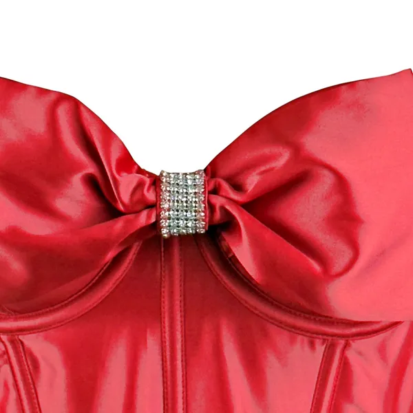 Victoria's Secret Bustier Corset Red Rhinestone Drama BOW Satin Angels Sexy - Image 2