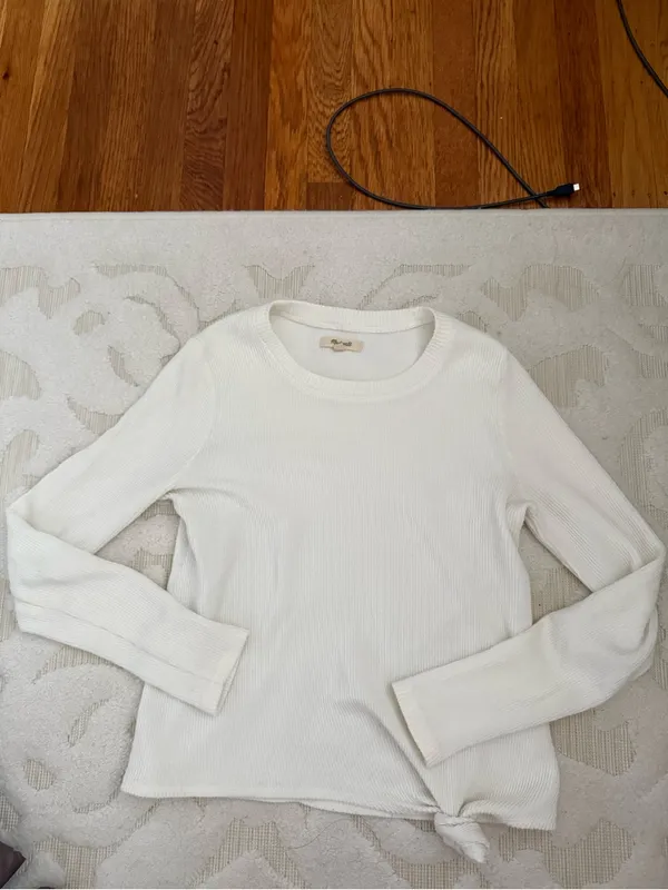 Madewell Texture & Thread Jacquard Knot-Front Top in Bright Ivory Size XSmall - Image 2