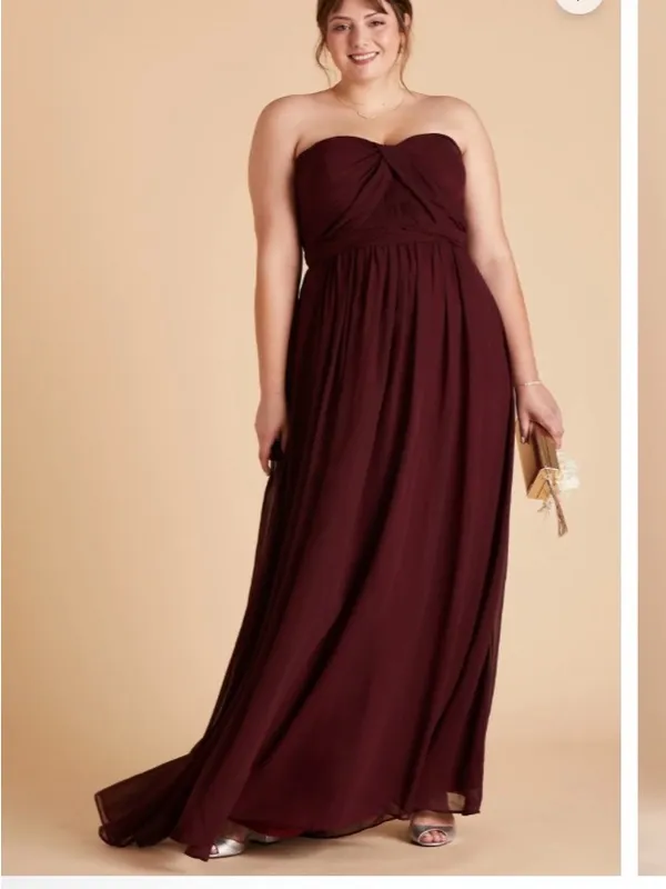 Birdy Grey Burgundy convertible Chiffon maxi grace Dress, size L - Image 9