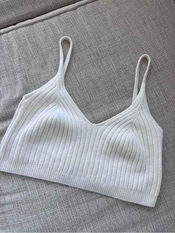 Free People Cotton Nylon Ribbed Knit Cropped Tank Top Small - Image 3