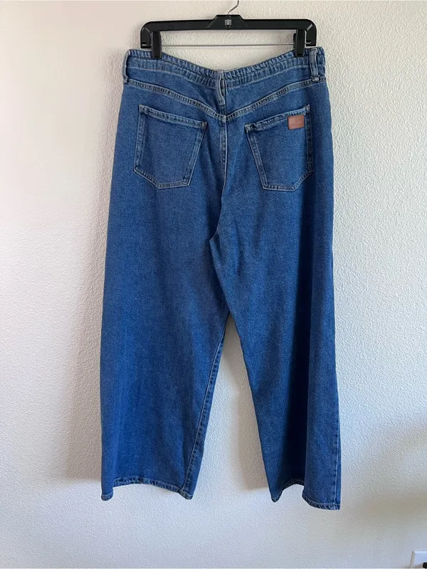 Sam Edelman Women's High Waist Wide Leg Drawstring Denim Pants Relaxed - Image 4