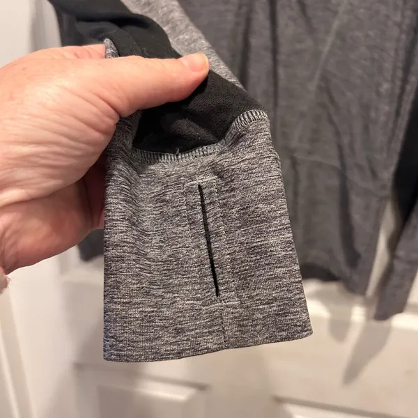 Champion Women's Gray Heather Ruched Mock Neck Quarter Zip Athletic Pullover‎ L - Image 4
