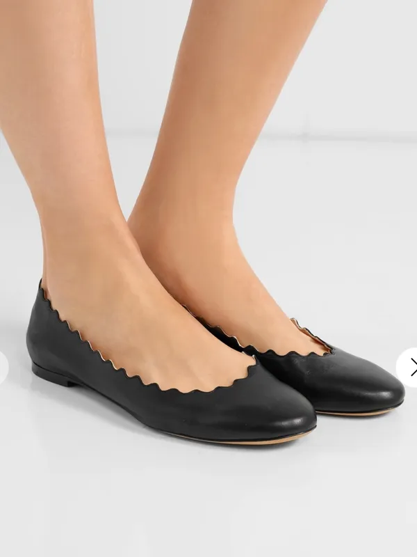 NWT CHLOÉ Lauren scalloped leather ballet flats 37.5 - Image 2