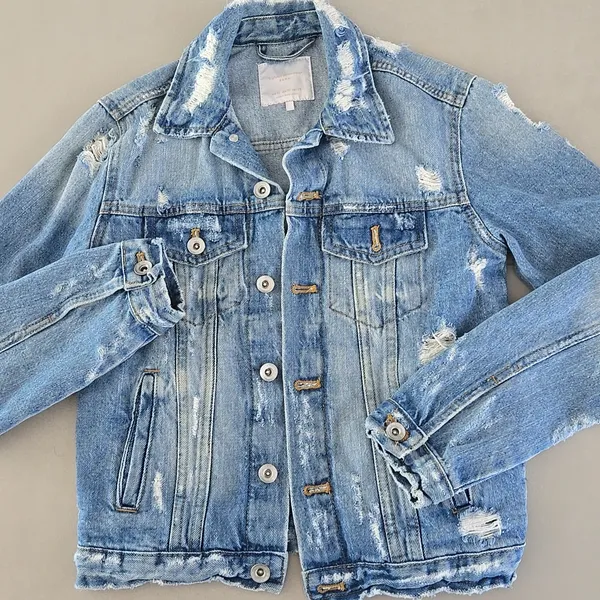 Zara Light Blue Distressed Woman's Jean Jacket Size XS - Image 3