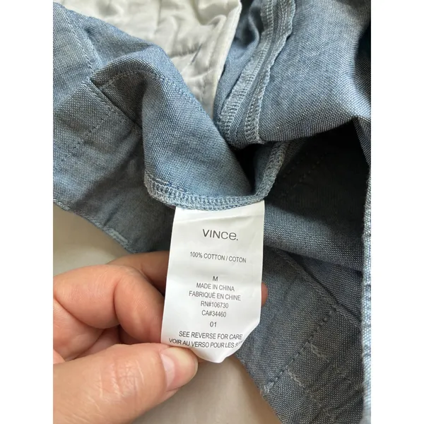 Vince Womens Blue Cotton Chambray Belted‎ Utility Shorts Size M Elastic Waist - Image 4