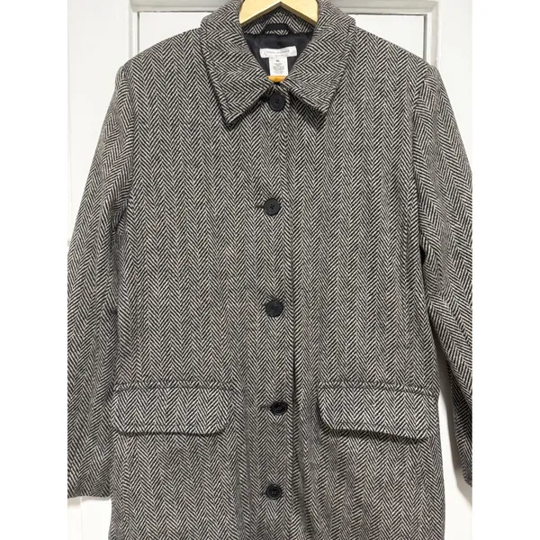 Isaac Mizrahi Live Womens XL Herringbone Wool Coat preppy academia professional - Image 7