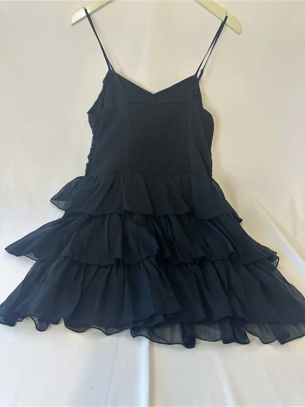 American Eagle Outfitters Black Ruffle Tiered Spaghetti Strap Mini Dress - Image 4