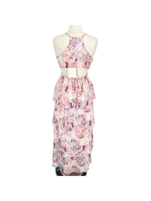 Fanco Cutout Tiered Sleeveless Maxi Dress Resortwear Pink Purple Size Medium NWT - Image 6