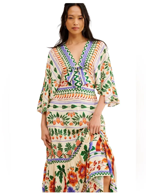 FARM Rio for Anthropologie V-Neck Kaftan Maxi Cut-Out Dress - Image 2