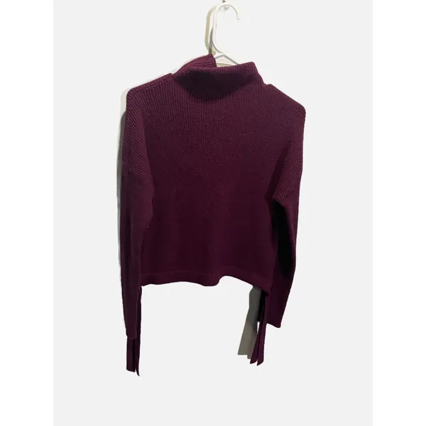 BCBGMAXAZRIA Mock Neck Sweater Womens XXS Purple Side Tie Knit Cropped Chic‎ - Image 5