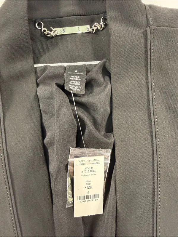 White House Black Market Black Draped Open-Front Blazer NWT - Image 5
