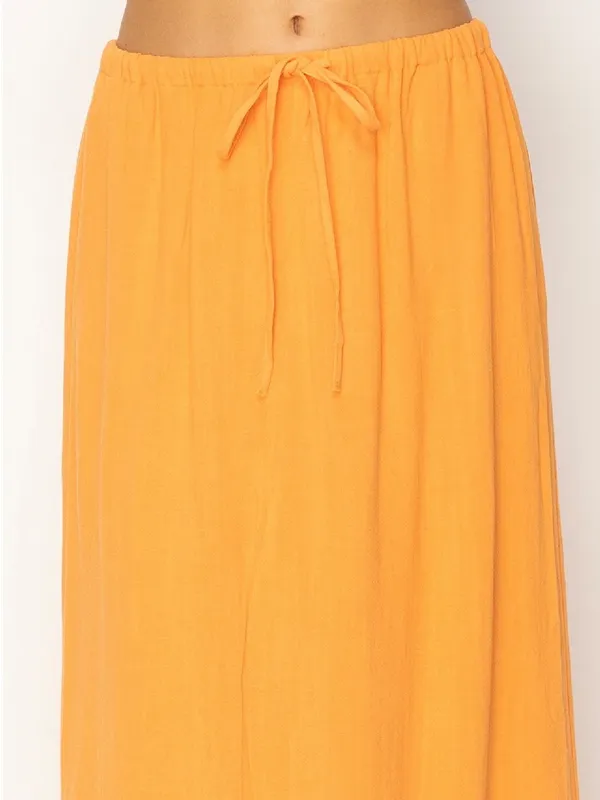 HYFVE Boutique Linen Blend Maxi Skirt Side Slit Drawstring Resort S - Image 2