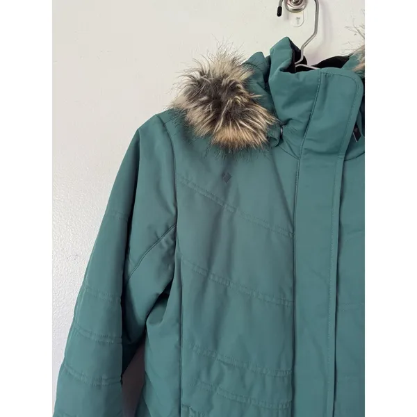 Obermeyer Tuscany II Women's Insulated Ski Jacket Coat Green Fur Trim Size 8 - Image 3
