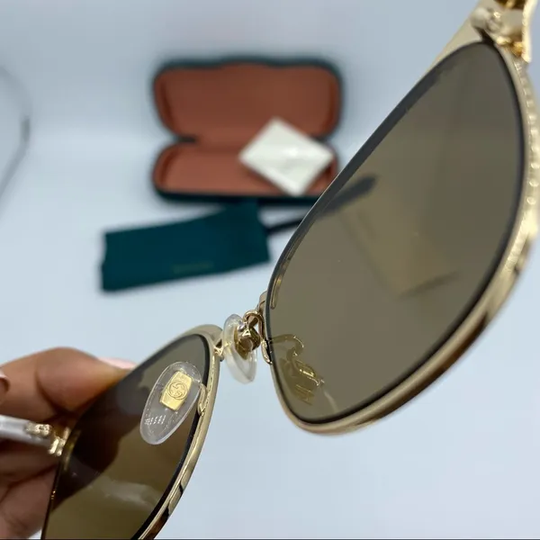 GUCCI Endura Gold 55mm Clubmaster Cat Eye Sunglasses NEW - Image 11