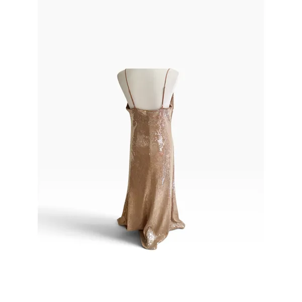 Bardot Maxi Dress Women's XL Nude Shimmering Ramira Sequin Spaghetti Straps - Image 6