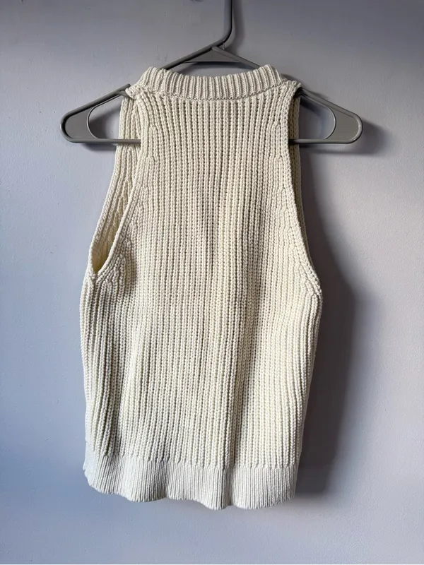 Madewell Knit Button Front Sweater Vest Boho Beige Cream Size S M - Image 6