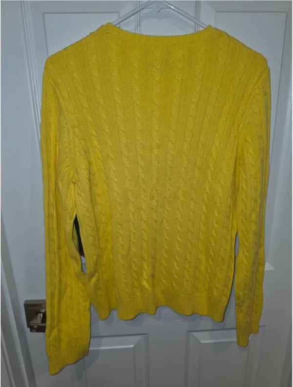 NWT Ralph Lauren Women's Yellow Cable-Knit Cotton Sweater Size-L - Image 3