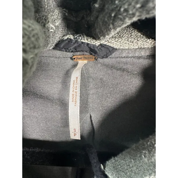 Free People Black Grey Hooded Zip Up Jacket Size Small - Image 3