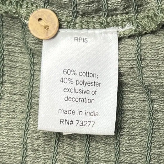 Mudd Y2K Waffle‎ Knit Button Front Cropped Top Olive Green Medium EUC - Image 6