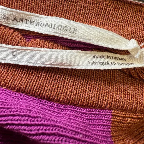 Anthropologie Striped Knit‎ Pencil Boho Skirt Purple Workwear Elegant Size L - Image 3