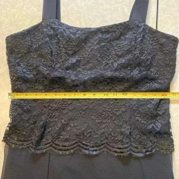 Black wedding dress with lace bodice and chiffon‎ skirt and straps Size XL - Image 6