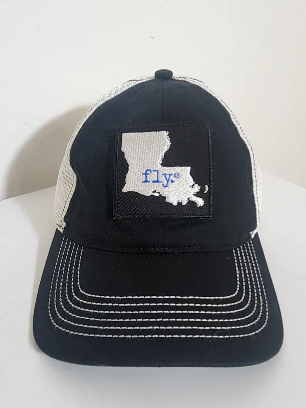 DIstrict Black and White Fly Louisiana Trucker Baseball Hat One Size - Image 2