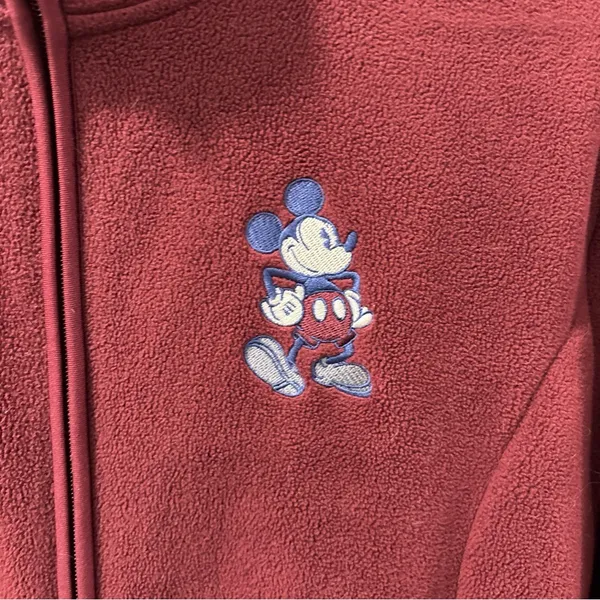 Disney Parks Mickey Mouse Full Zip Fleece Jacket Women’s Size M Disney World Red - Image 3