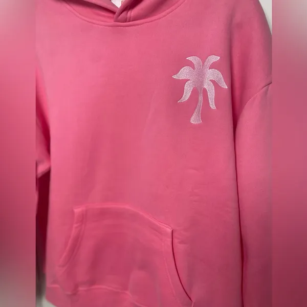 Pink Palm Puff Hoodie Sweatshirt Hawaii Hibiscus Women's Pink Size Small - Image 3