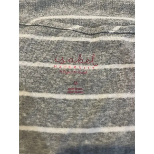 Isabel Maternity Size M Gray and White Stripe Tank Top - Image 3