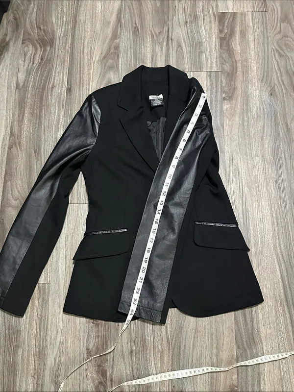 Neiman Marcus Black Leather-Trim Blazer - Image 11