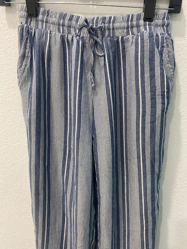 American Eagle Linen Blue Striped Pants Size Xs - Image 2