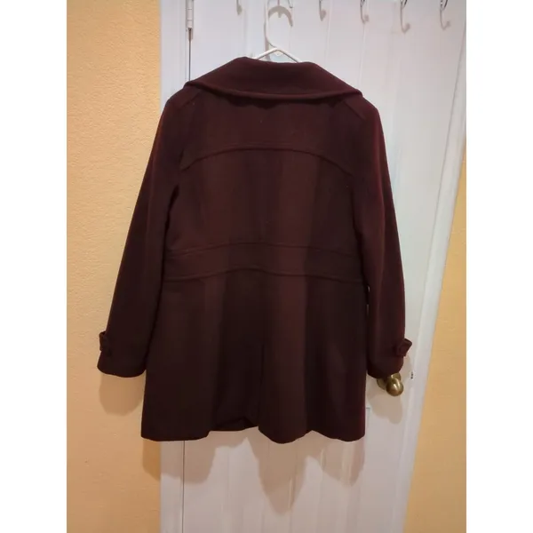 Womens Cole Haan Coat Size 14 Wool Blend Bordeaux Dark Red Burgundy - Image 8