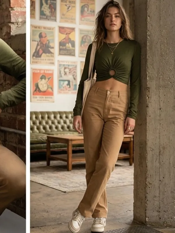 URBAN OUTFITTERS Long Sleeve Streetwear Y2K 1990s Casual Grunge Long Sleeve Crop - Image 3