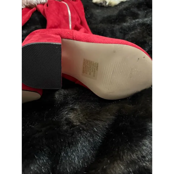 Shoedazzle Nevaeh Tall Zip Up Womens Thigh Boots 10 E Red Heels - Image 2