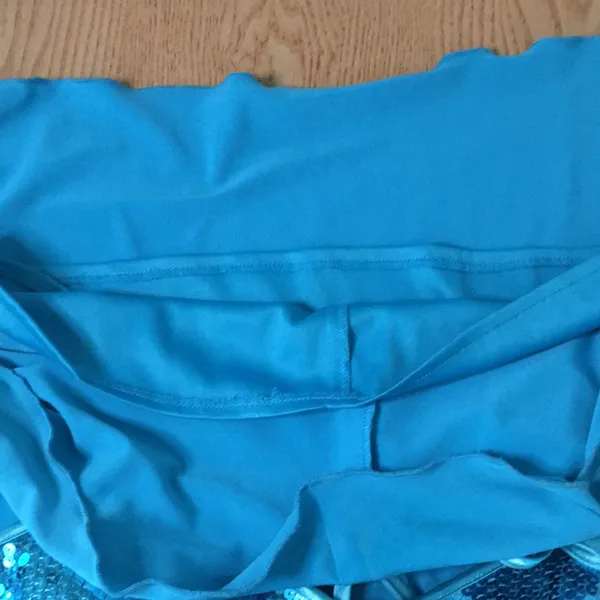 New Masquerade Formal or Prom Halter Shimmery Sequins Dress Turquoise Blue 3/4 - Image 9