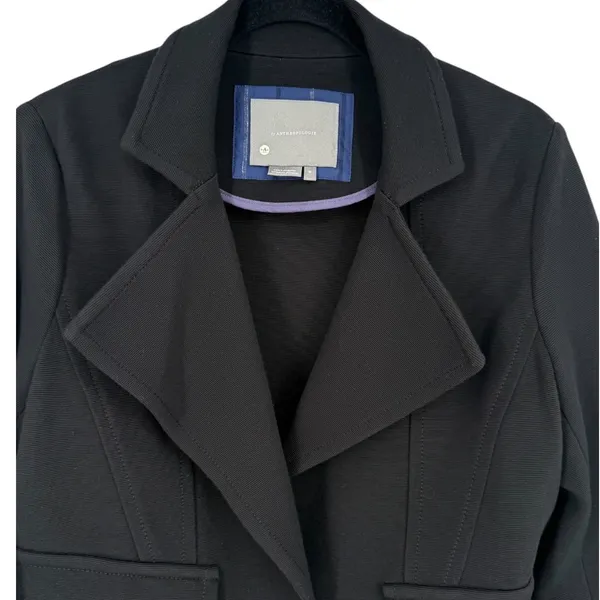 Anthropologie‎ Women's Surin Ponte Knit Moto Blazer Jacket Black Size Medium - Image 7
