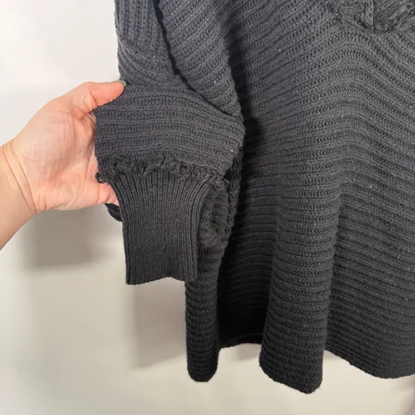 Free People Marlie Pullover Sweater Black Fringe Boho Western Womens Medium - Image 8
