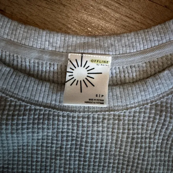 aerie Light Gray Wow! Waffle Long Sleeve Tee - Image 4