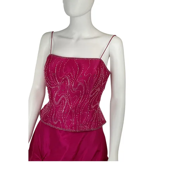 Scala Fuchsia Beaded Top & Taffeta Skirt Formal Dress‎ Set Party Prom - Image 4
