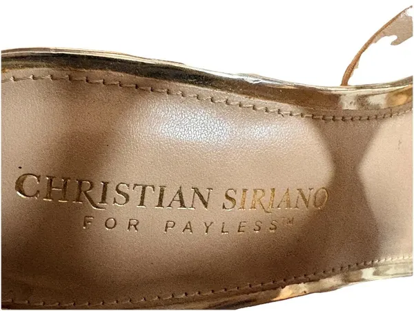 Christian Siriano for Payless Gold Strappy Stiletto Open Toe Synthetic Heels 9 - Image 6